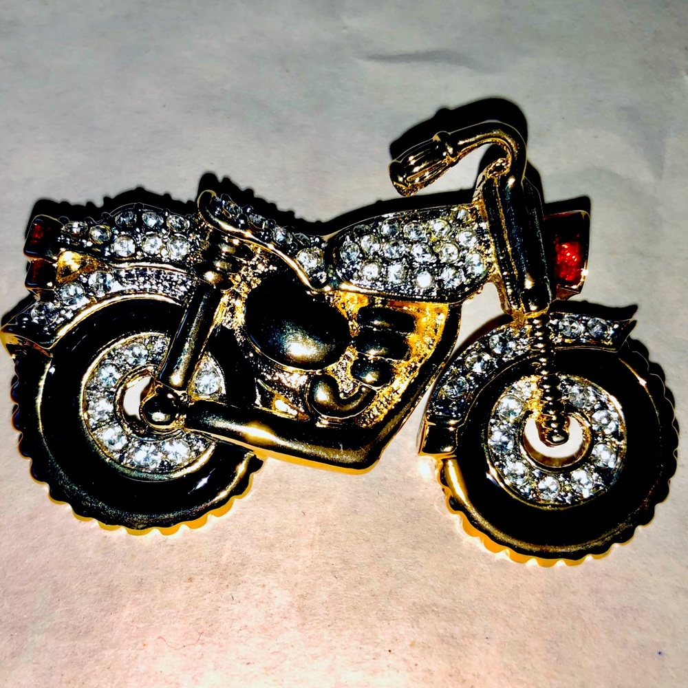 Swarovski crystal motorcycle pin